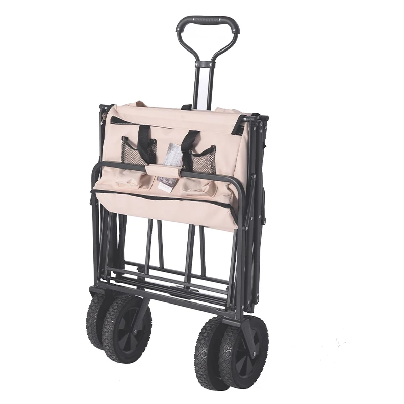 Camping Trolley Folding Trolley 4-wheeled Camping Foldable Hand for Beach Outdoor Garden