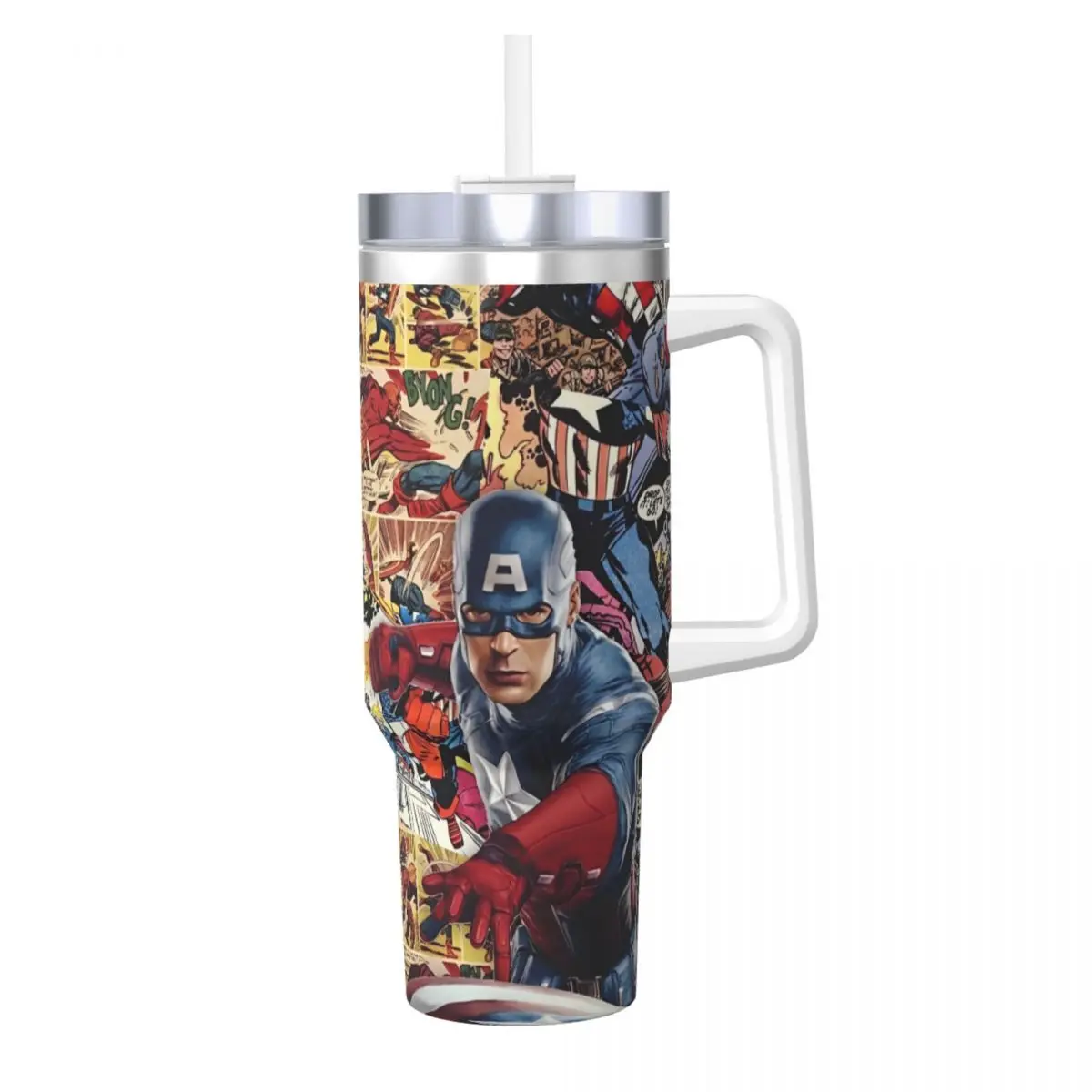 Marvel Heroes Tumbler Captain America Cold and Hot Water Bottle Heat Preservation Stainless Steel Thermal Mug