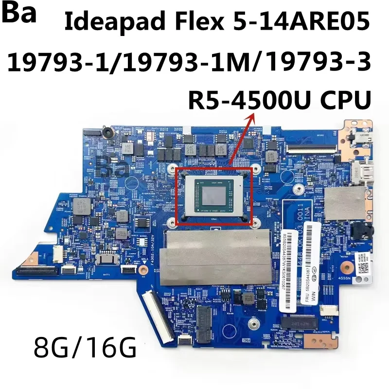 For Lenovo IdeaPad Flex 5-14ARE05 Laptop Motherboard 19793-1/19793-3 With CPU R5-4500U 8G/16G