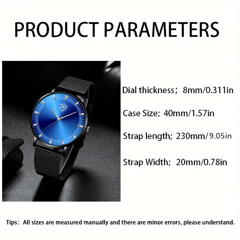 DEYROS Minimalist Mens Fashion Ultra Thin Watches Simple Men Business Stainless Steel Mesh Belt Quartz Wrist Watch