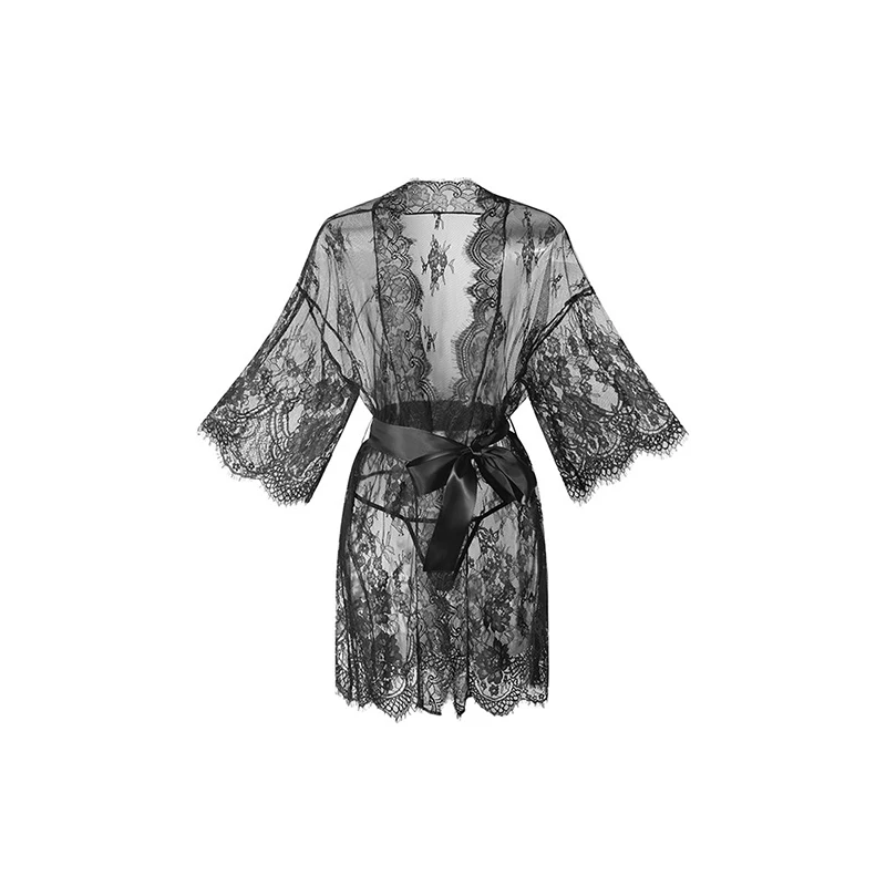 

Комплект женского сексуального прозрачного кружевного ночного белья: ночная сорочка с V-образным вырезом и стрингами, страстный соблазнительный комплект для сна