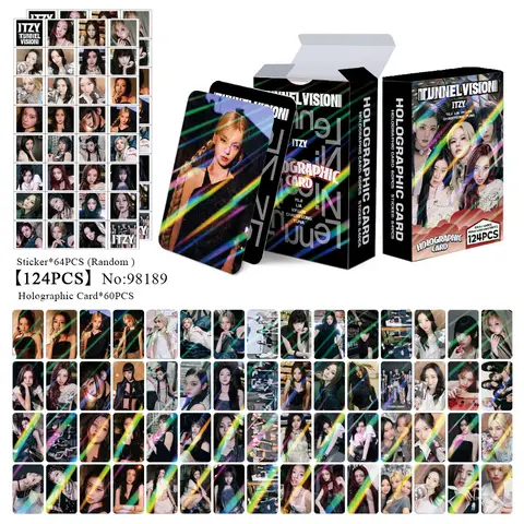 124 peças ITZY Novo Álbum TUNNEL VISION: Cartões de Fotos, Adesivos, Merch Kpop, Conjunto de Cartões Lomo, Cartões de Coleção para Fãs, Presente