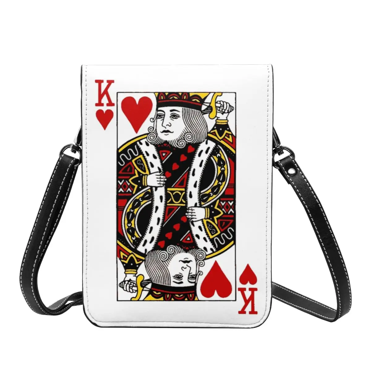 Poker Shoulder Bag KING OF HEARTS Work Leather Mobile Phone Bag Female Gift Vintage Bags