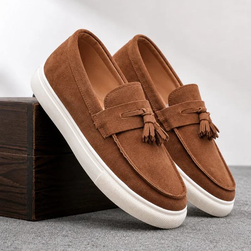 Fashion Tassels Loafers For Men Moccasins Comfortable Slip on Men's Casual Shoes Breathable Office Shoes Man Designer Flat Shoes