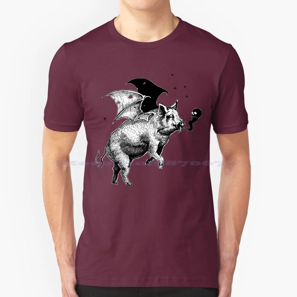 Vampire Boar T Shirt 100% Cotton Tee Graphic Black And White Vampire Boar Funny