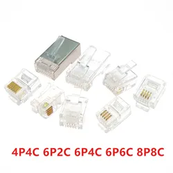 20PCS RJ11 4P4C 6P2C 6P4C 6P6C 8P8 Telephone Internet Modular Plug Jack RJ45 Connector RJ-11 Crystal Heads Gold-Plated