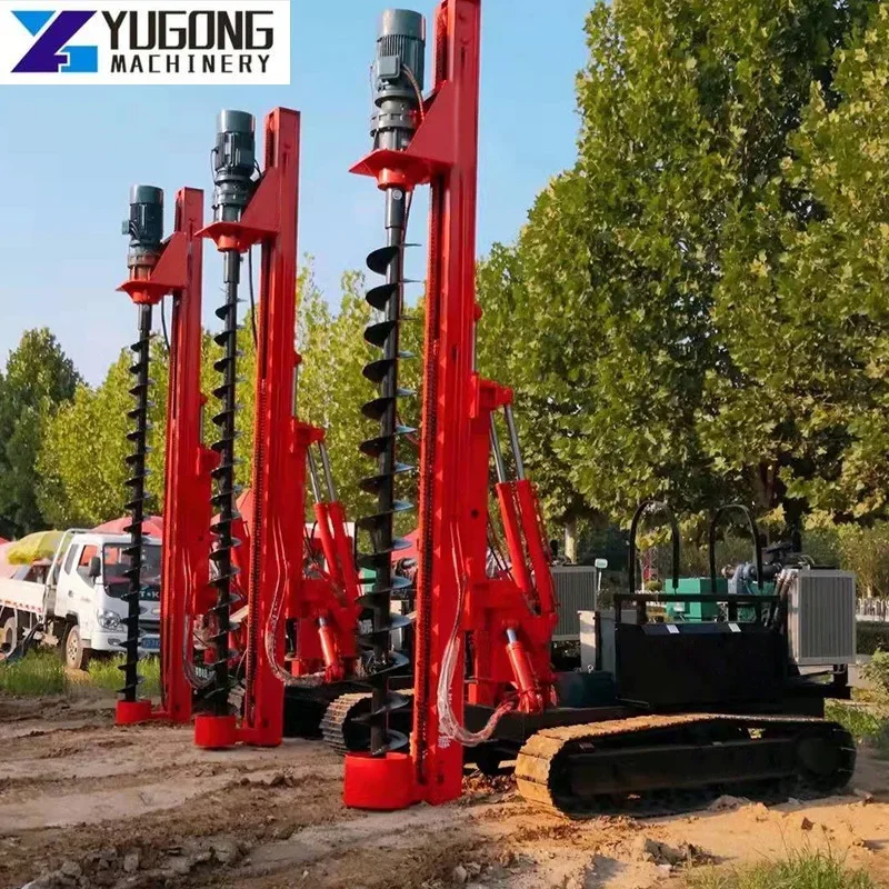 Crawler Rotary Screw Pile Driver Crawler Solar Power Piling Machine Hydraulic Highway Guardrail Hydraulic Pile Driver for Sale