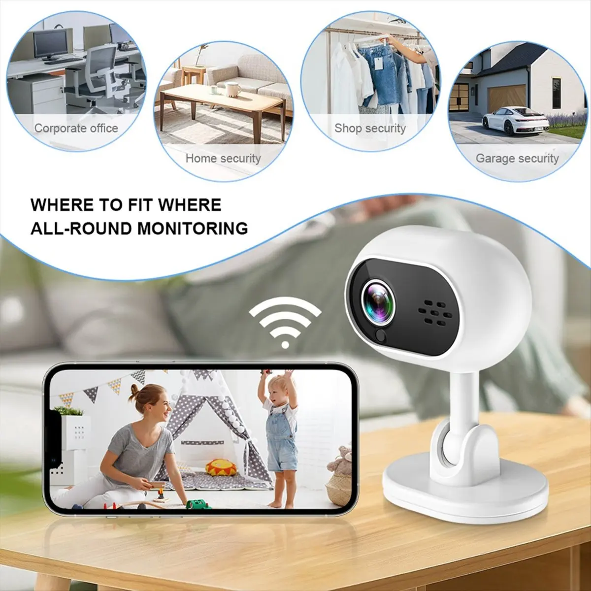 A4 1080P Smart Mini Wifi IP Camera Indoor Wireless Security Home CCTV Surveillance Cam with Auto Tracking on IWFCam App-TCES view 2