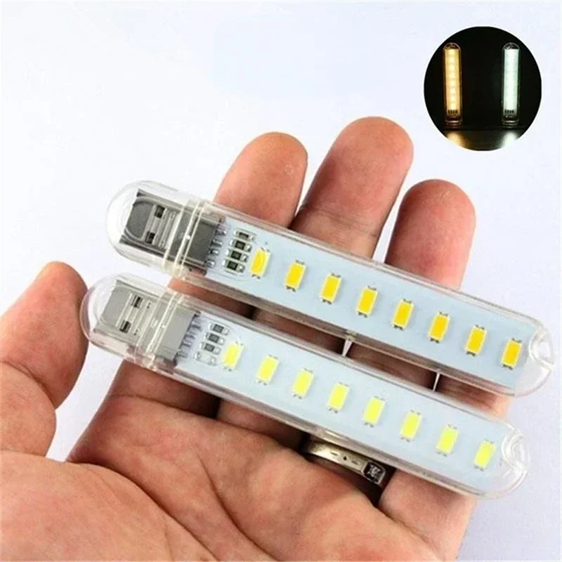 1-2PCS USB LED Book Lights 8/24 LEDs Reading Lighting 5V Power Input Portable Mini LED Night Light for Power Bank Laptop