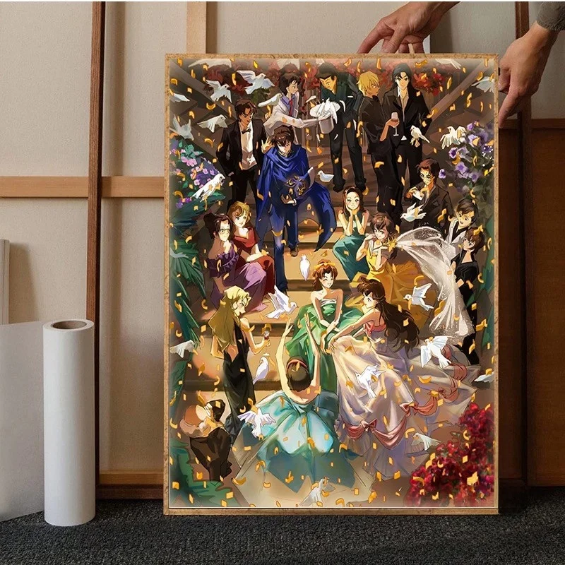 

Cross Stitch Kit Diamond Paste Living Room Wall Art Anime Character Embroidery Japanese Style Cotton Fabric Home Decor