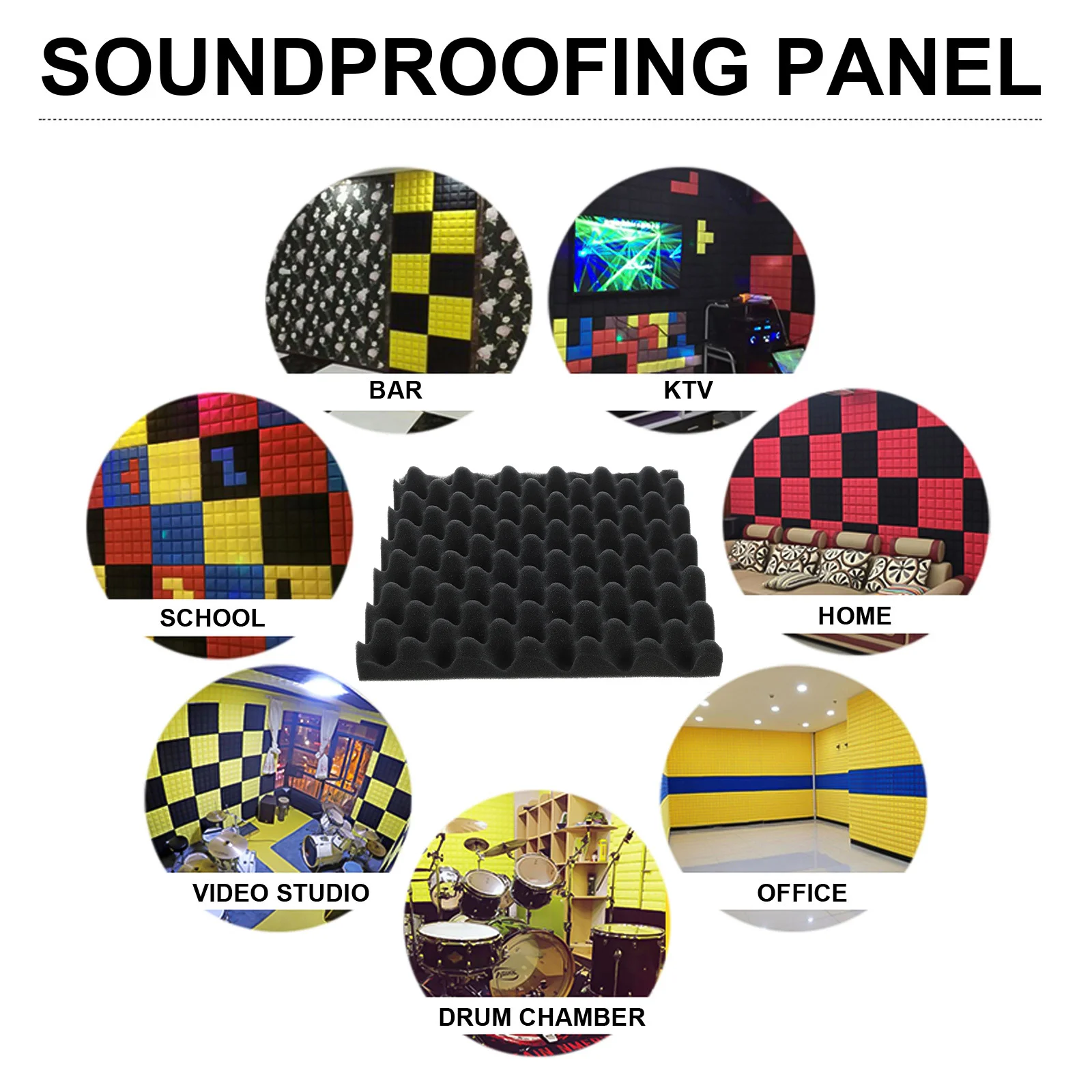 

12pcs Sound Insulation Foam Self-Adhesive High Density Acoustic Panel Flame Retardant Wall Ceiling Floor Noise Blocking Sound