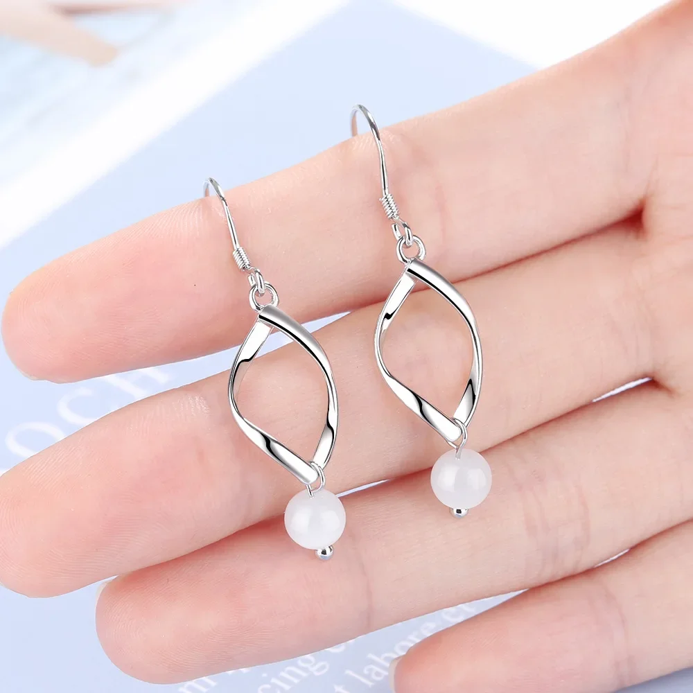 925 Sterling Zilver Koreaanse Eenvoudige Lange Twist Kwast Opaal Oorbellen Voor Vrouwen Kinderen Huwelijksfeest Sieraden Cadeau Vrouwelijke Pendientes