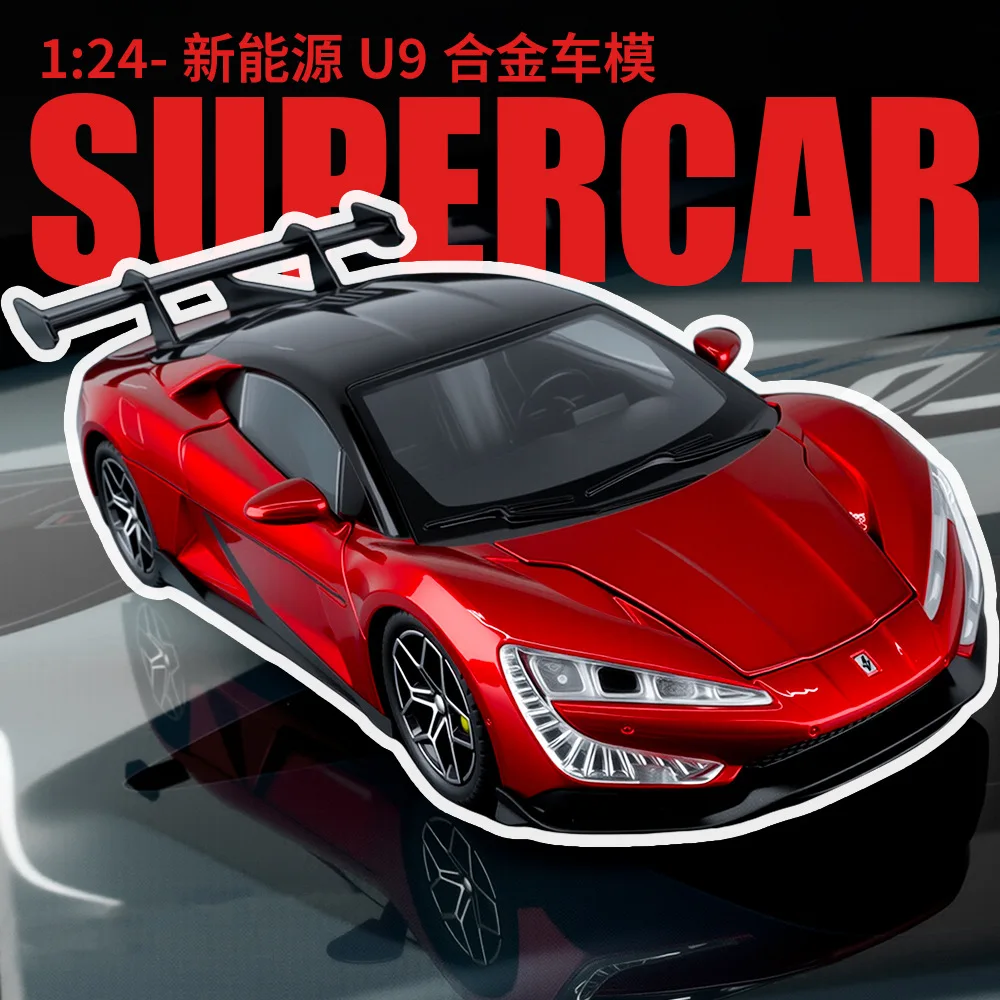 

1:24 Simulation New Energy U9 Alloy Car Model Ornament Toy Gift Diecast Alloy Car Model Collectible