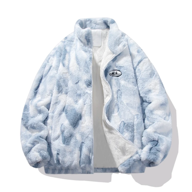 

New Autumn Winter Thickened Plush Warm Jacket for Unisex Loose Large-sized Stand-up Collar Fashionable Trendy Couple Jacket Tops