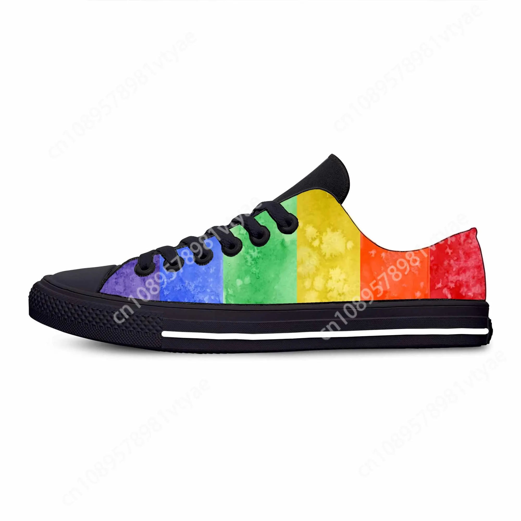 LGBT LGBTQ Gay Lesbian Rainbow Pride Flag Cartoon Casual Cloth Shoes Low Top Lightweight Breathable 3D Print Men Women Sneakers