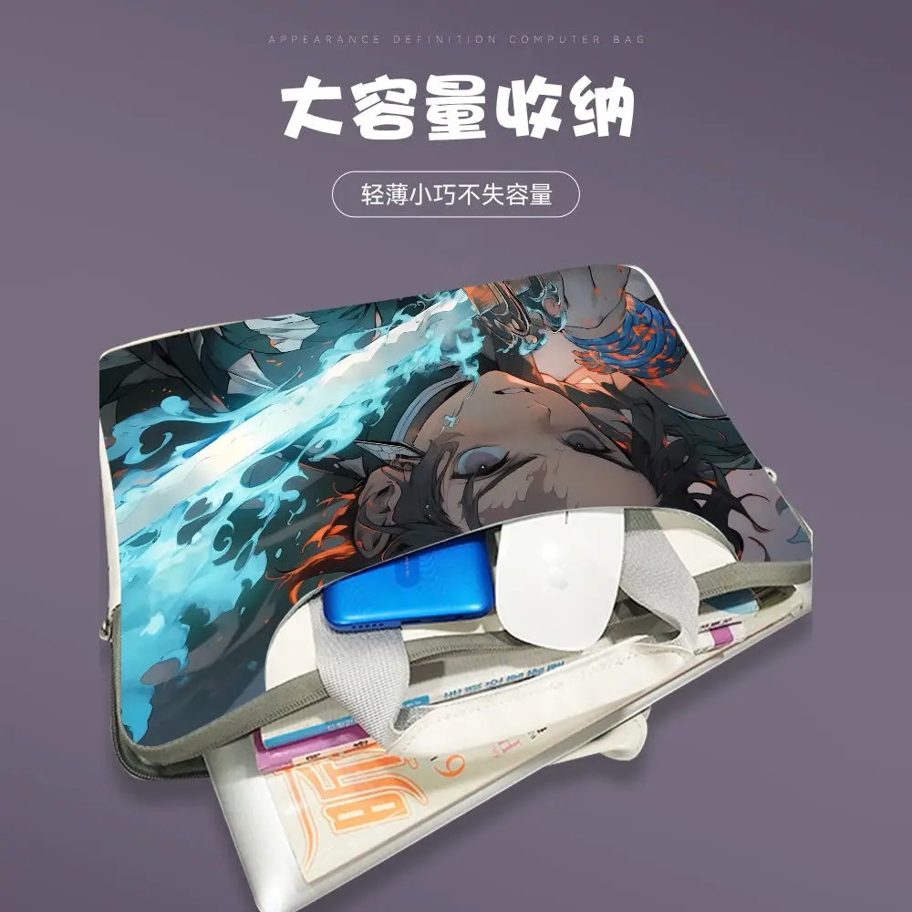 Demon Slayer Notebook Laptop Cartoon Print Bag Universal Diagonal Portable Waterproof and Stain-Resistant Anime Storage Bag