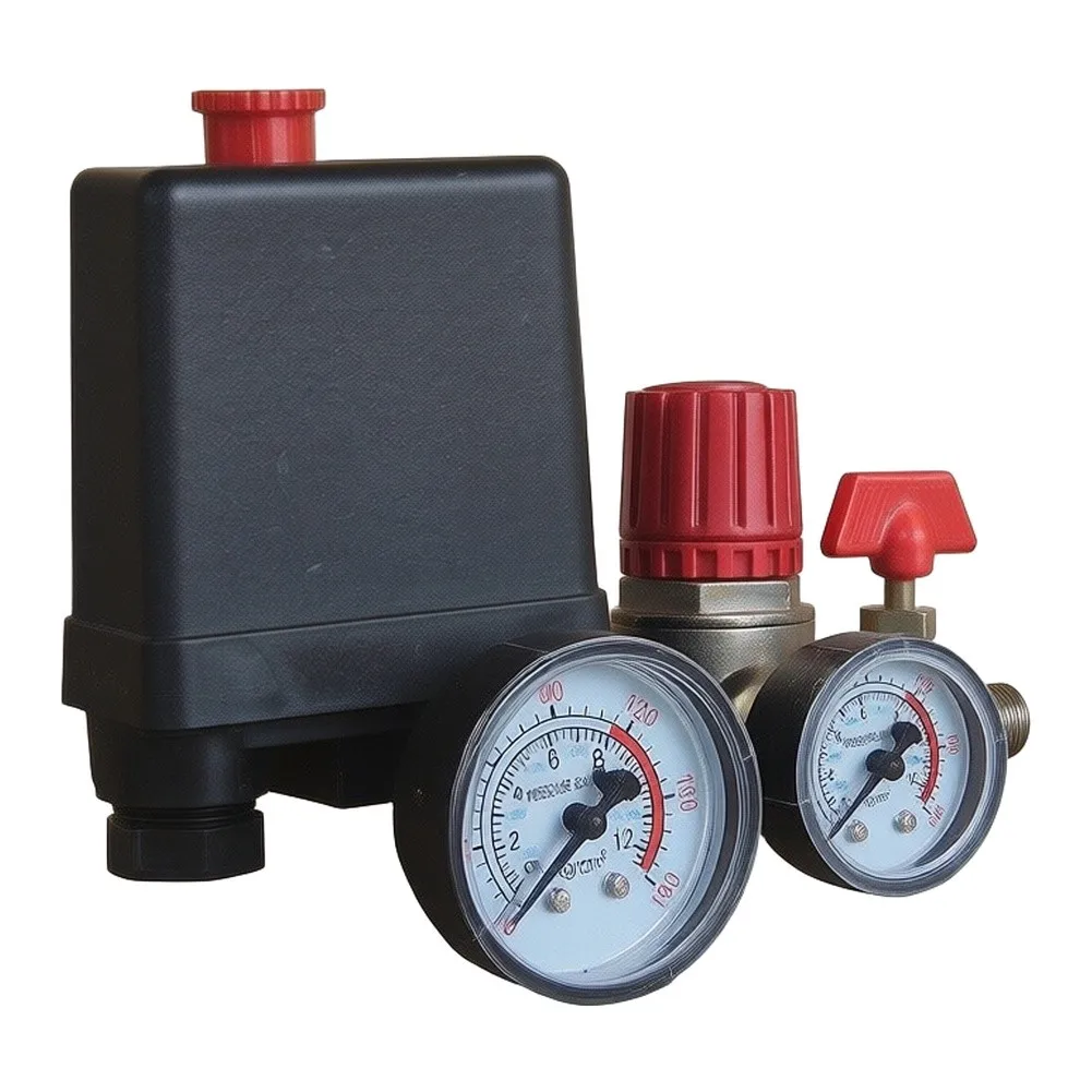 Air Compressor Pressure Switch Regulator Gauges 90-120PSI Control Valve Regulator With Gauges Fittings Pneumatic Accessories