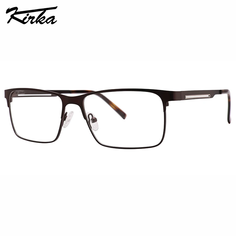 Kirka Male Eyeglasses Frame Metal Flat Rectangle Frames Hollow-Carved Temples Prescription Lenses Men Optic Glasses MM2072