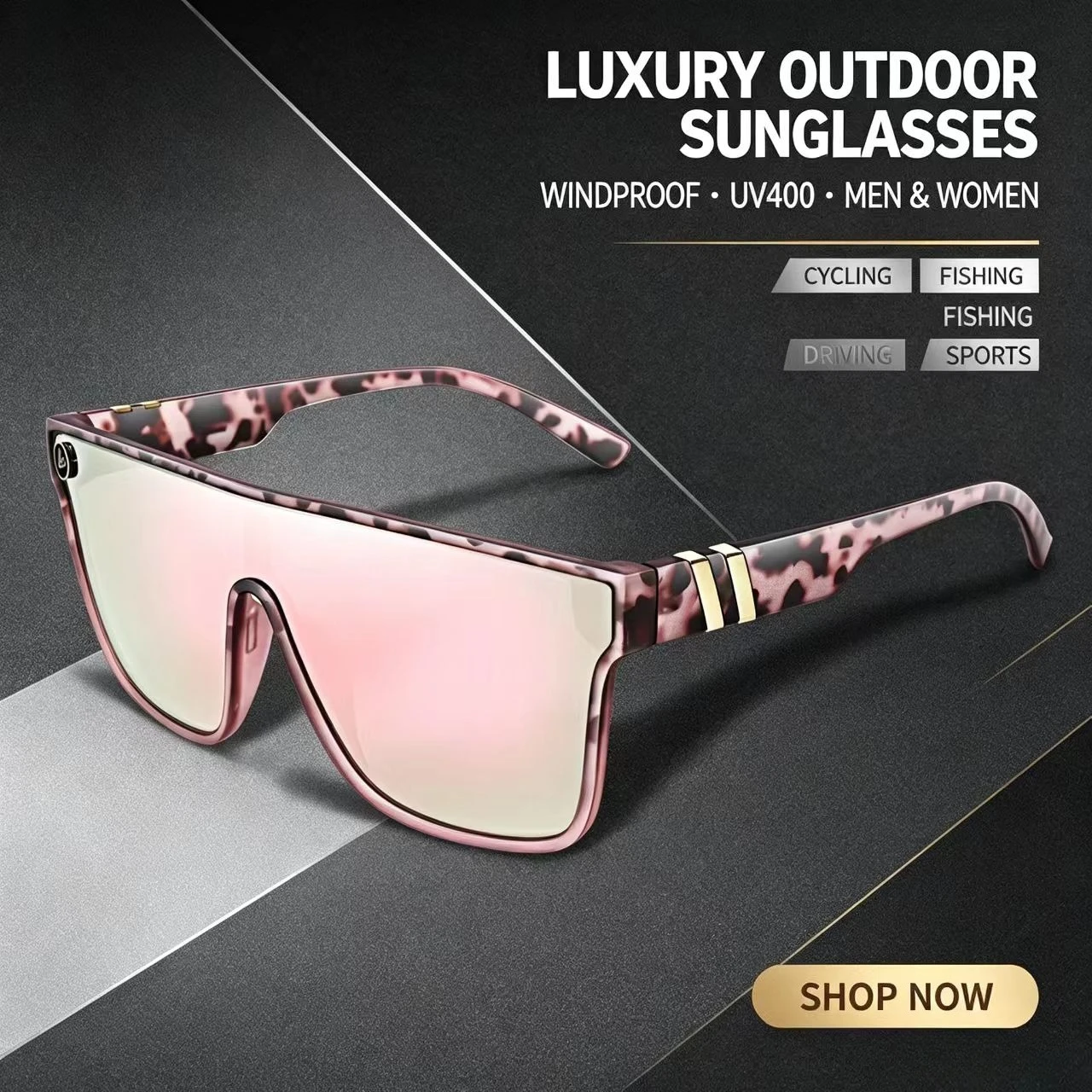 Luxury UV400 Sunglasses for Men Women, Windproof Eyewear for Motorcycle Riding, Cycling, Fishing, Driving