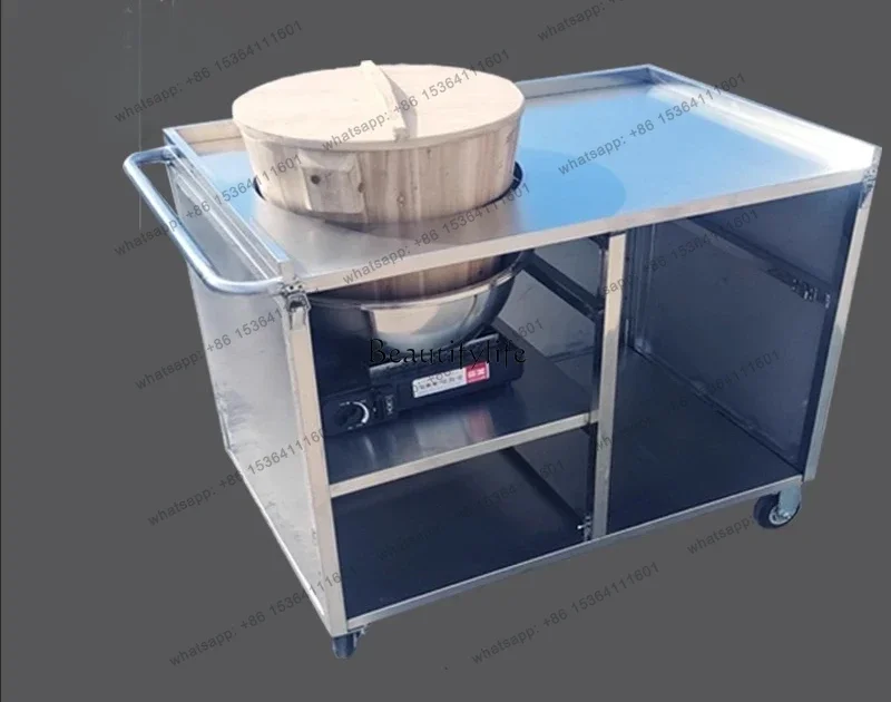Stainless steel folding glutinous rice thermal insulation breakfast stall special cart snack cart
