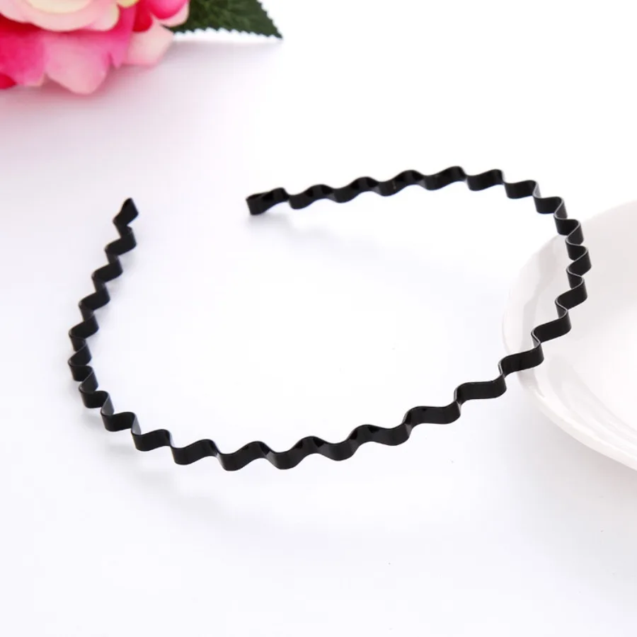 13cm Non Slip Unisex Black Metal Spiral Wave Headband Men Women Flexible Sports Hair Band Accessories Hair Fixation Tool