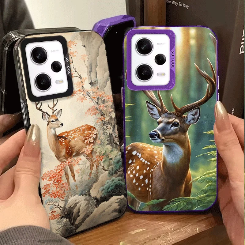 Мягкий чехол для телефона с изображением оленя/лося для Xiaomi Redmi Note 13 14 15 Pro Plus 12S 12 11S 11 11T 10S 10, противоударный, с защитной задней панелью
