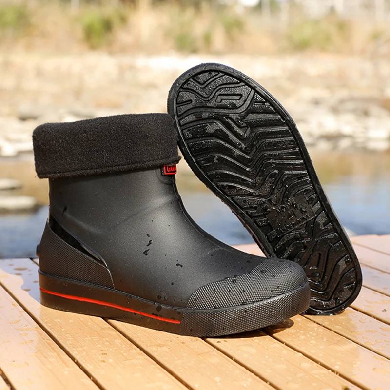 Nieuwe Trendy Heren Regenlaarzen Kamperen Wandelwaterschoenen Waterdicht Antislip Slijtvast Lente Uitje Comfortabele Rubberen Schoenen