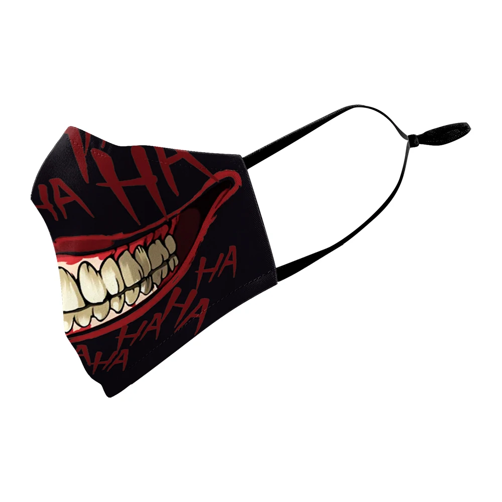 Party Half Face Mask Reusable Unisex Mouth Muffle Fabric Fashion Mask Washable 3D Printing Mouth Mask Halloween 2023 New