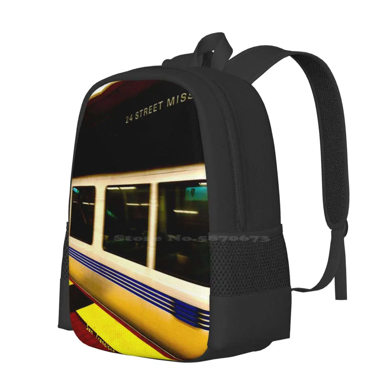 Public Transportation In San Francisco School Bag Big Capacity Backpack Laptop San Francisco Transportation Underground Train