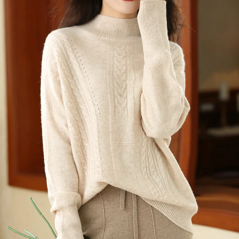 Plus Size Women Clothing Thicker Warm Sweaters 100% Goat Cashmere Knitted Pullovers Winter 2022 Soft Female Knitwears