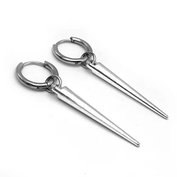 Silver Gothic Spike Hoop Rivet Alternative Earring Set,Emo Punk Dangle Goth Earrings,Silver Steel Hoop Dangle Spike Drop Charm