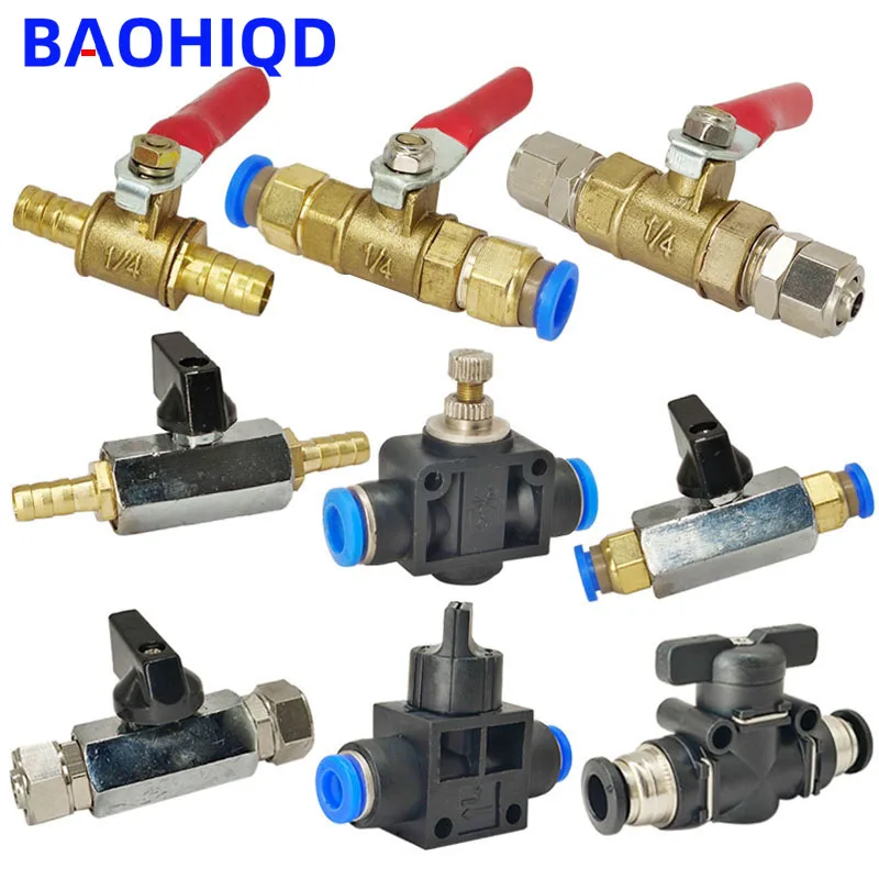 

Pneumatic Ball Valve Quick Fitting 4 6mm 8mm 10mm 12mm Compressor Air Hose Water Tube Needle Adjust Flow Control Crane Coupling