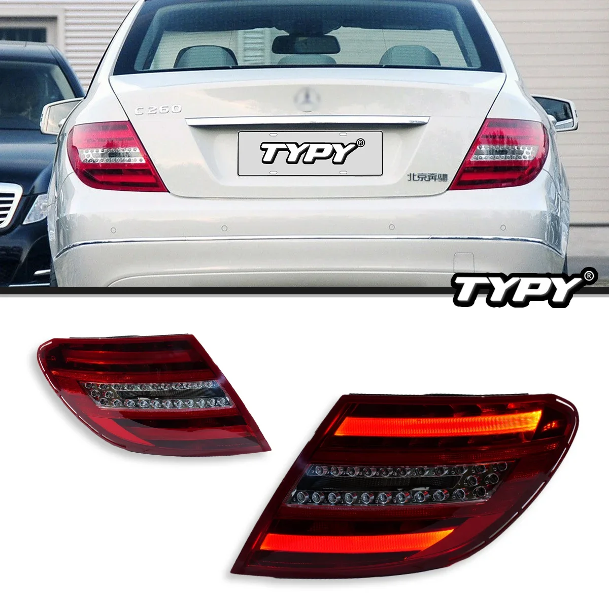 

TYPY Car Lights For Benz C-Class W204 Taillight 2007-2014 LED Projetor Tail Lamp Daytime Running Light Automotive Accessories