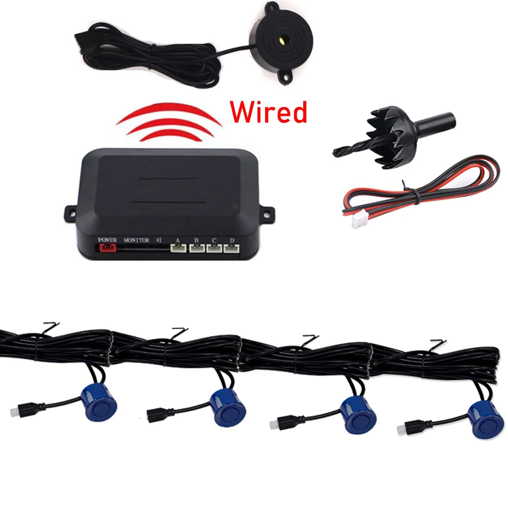 Universal 4 Sensoren Summer 22mm Auto Parkplatz Sensor Kit Reverse Backup Radar Sound Alarm Anzeige Sonde System 12V für Ford BMW – Detail 8