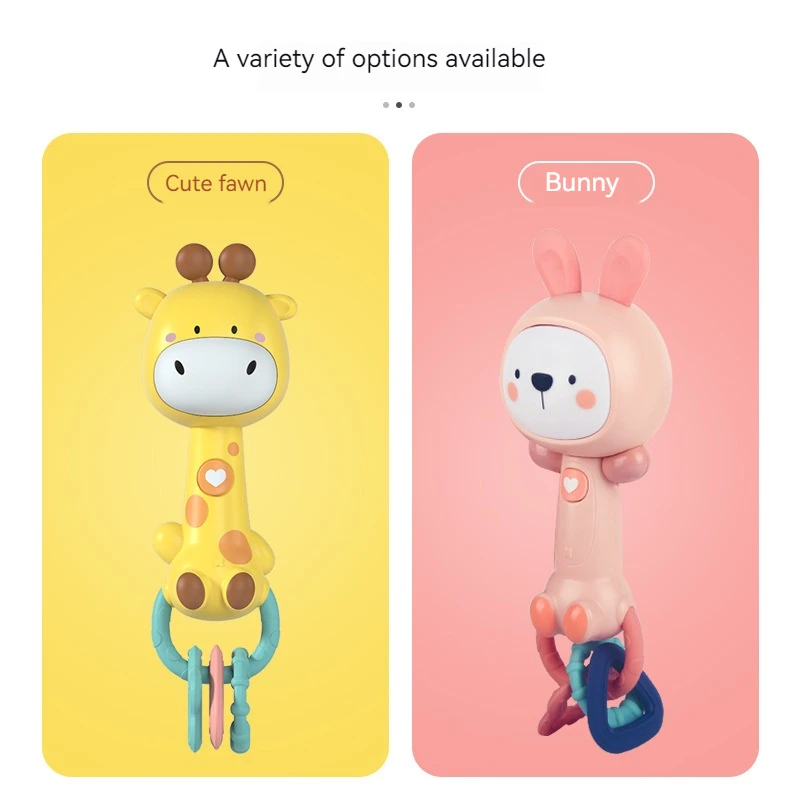Baby Musical Rattle ของเล่น-Light-Up ยางกัด & Sensory Chew,ยางนุ่มปลอดสาร BPA,อาบน้ําเด็ก & ของขวัญวันเกิดครั้งแรกสําหรับ 6-18 เดือน