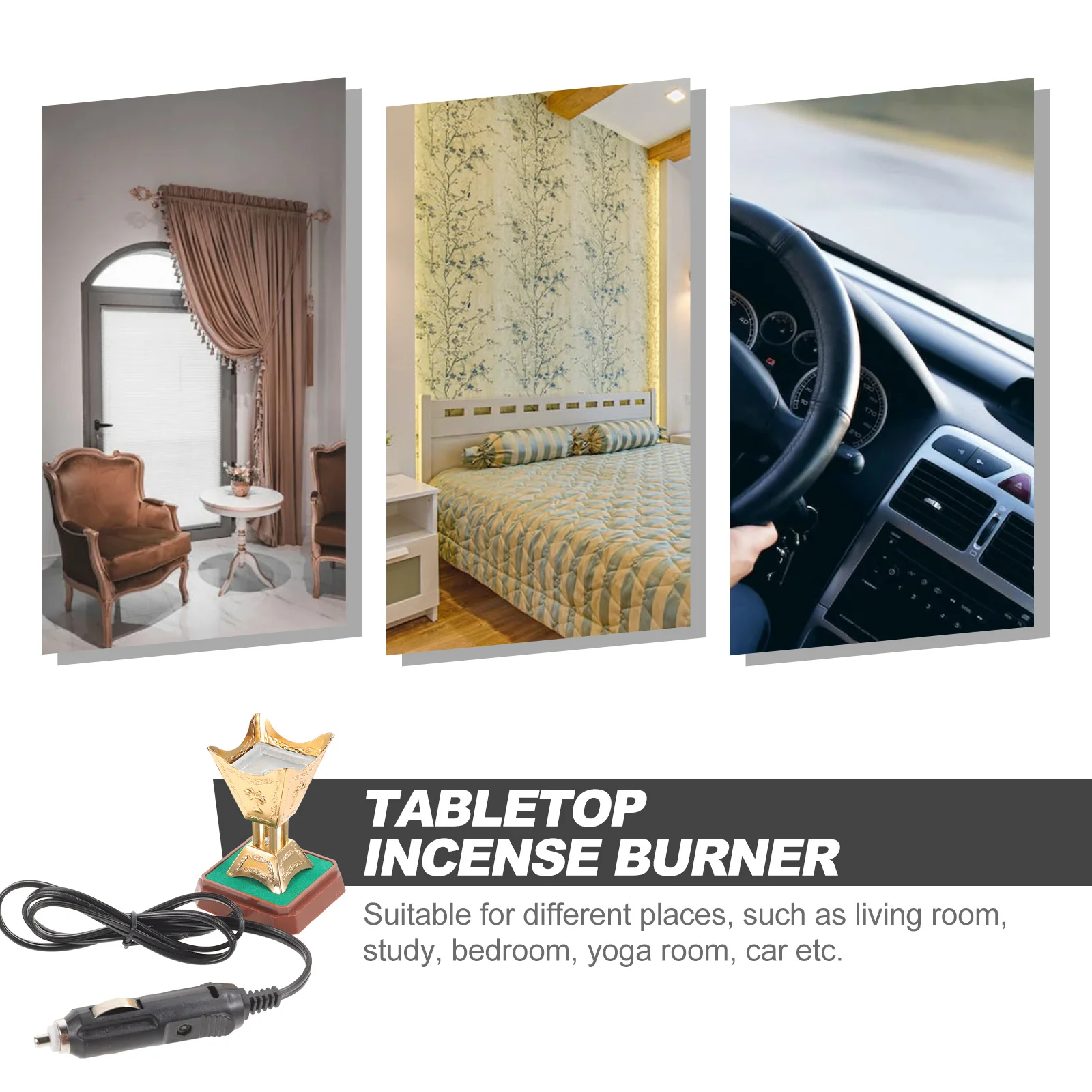 

Car Burner Electric Bakhoor Table Top Wax Melt Portable Diffuser Decorative Burners Home Office Burner Retro Style