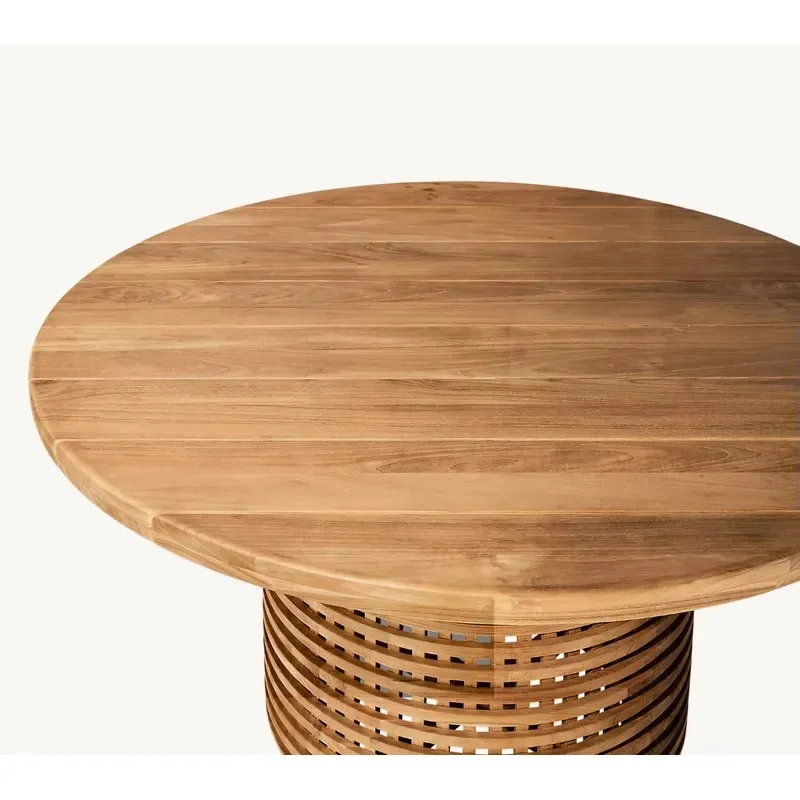 Deluxe Garden Furniture Outdoor Furniture Set Waterproof Dining Room Furniture Outdoor Solid Wood Round Dining