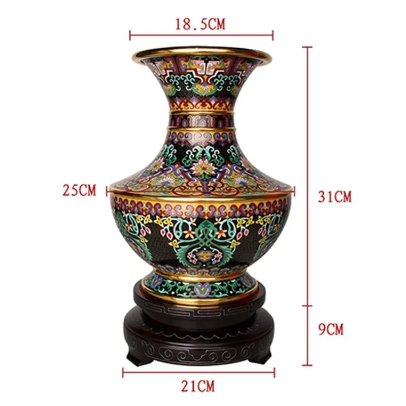 Blue vase traditional copper tire filigree enamel 12 inches