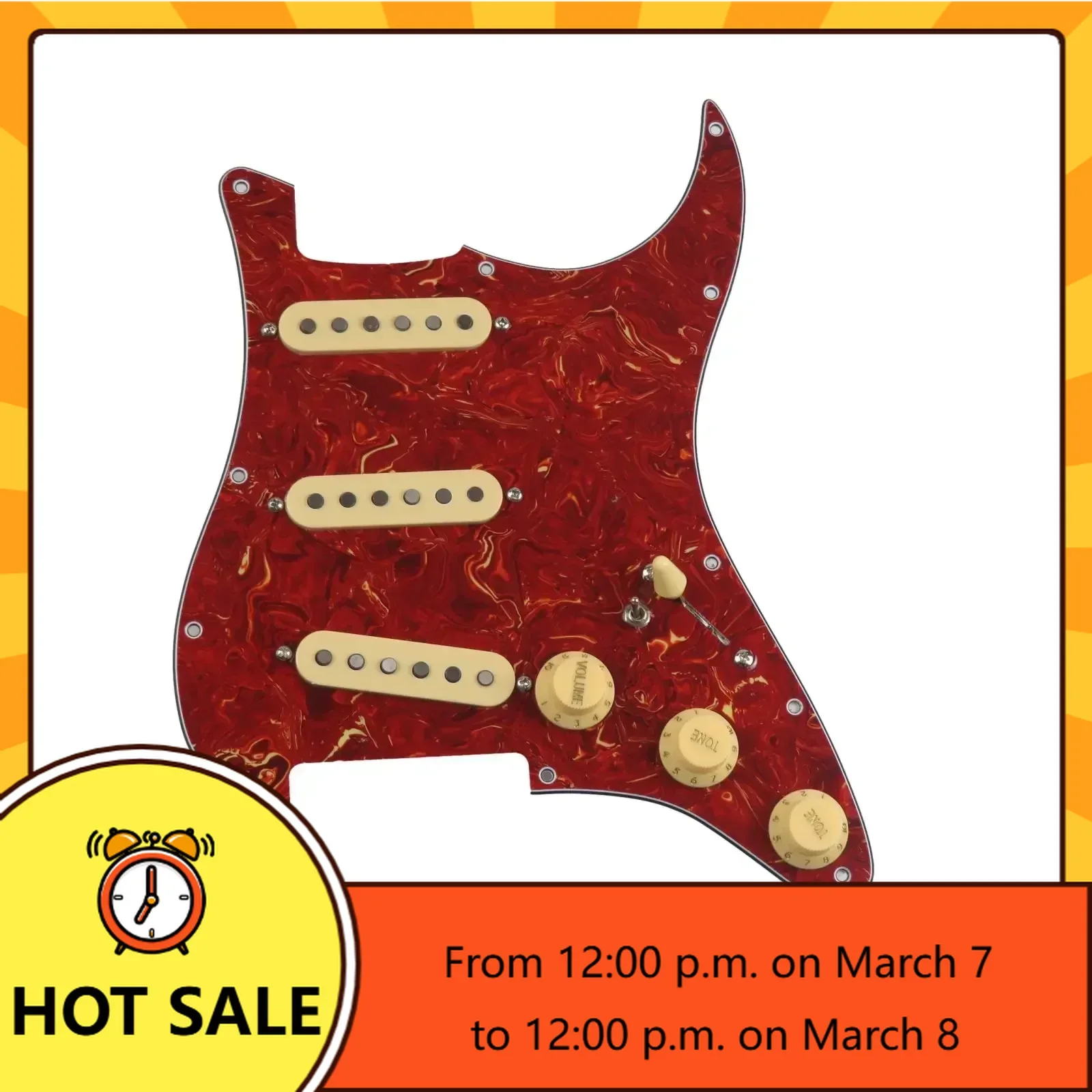 

Q-X Music Store-Pickups Guitar Alnico 5 Pickups SSS Single Coils Pickups Loaded Pickguard /Yellow Pickup Covers Set