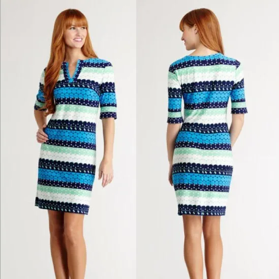 

Slim Fit Polka Dot V Ne Street Sle Knitted Dr Elastic Polyurethane Fiber Five Sve Length Print Tee Dimensional