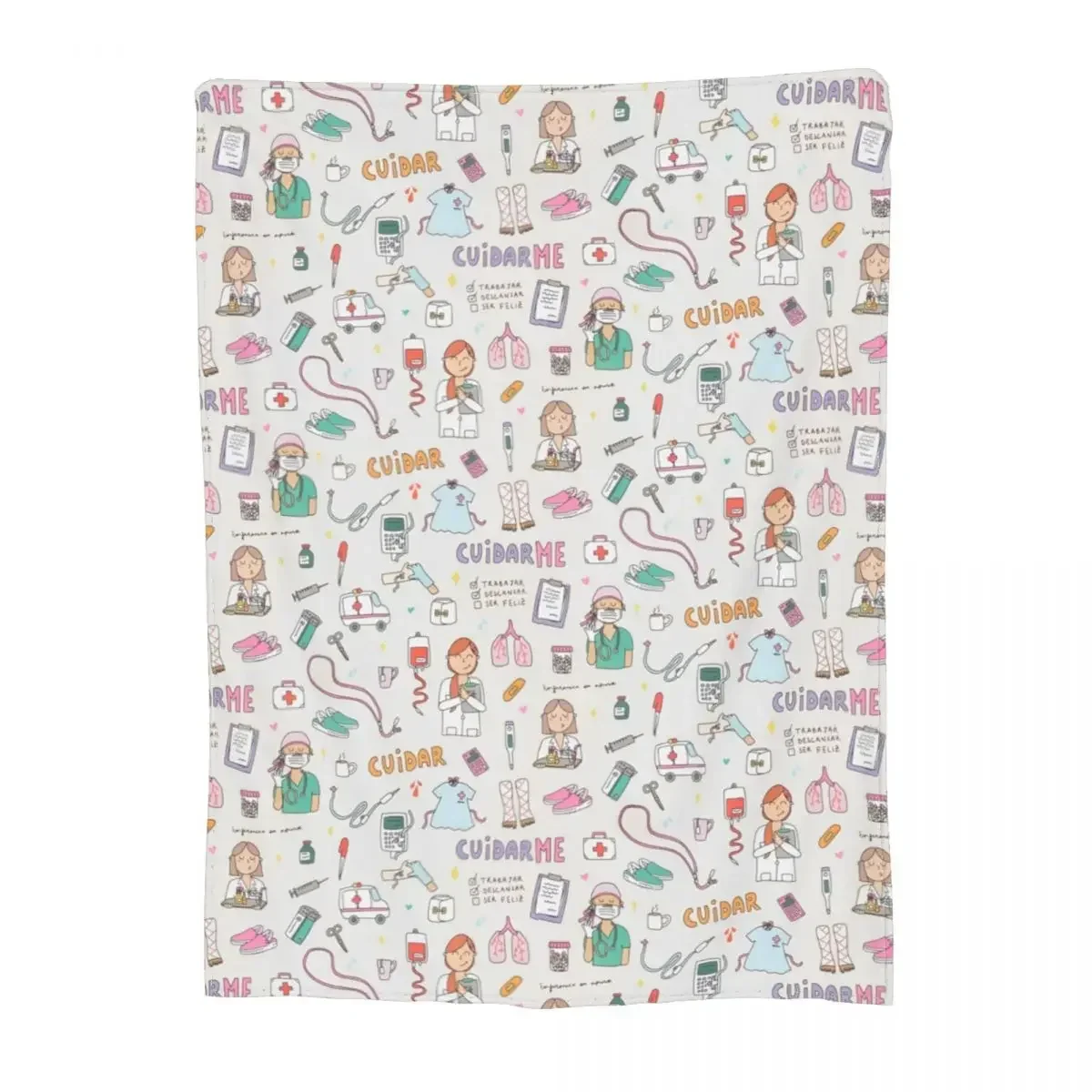 

Medical Theme Lightweight Flannel Throw Blanket for Sofa Nurse Doctor Print Winter Accessory