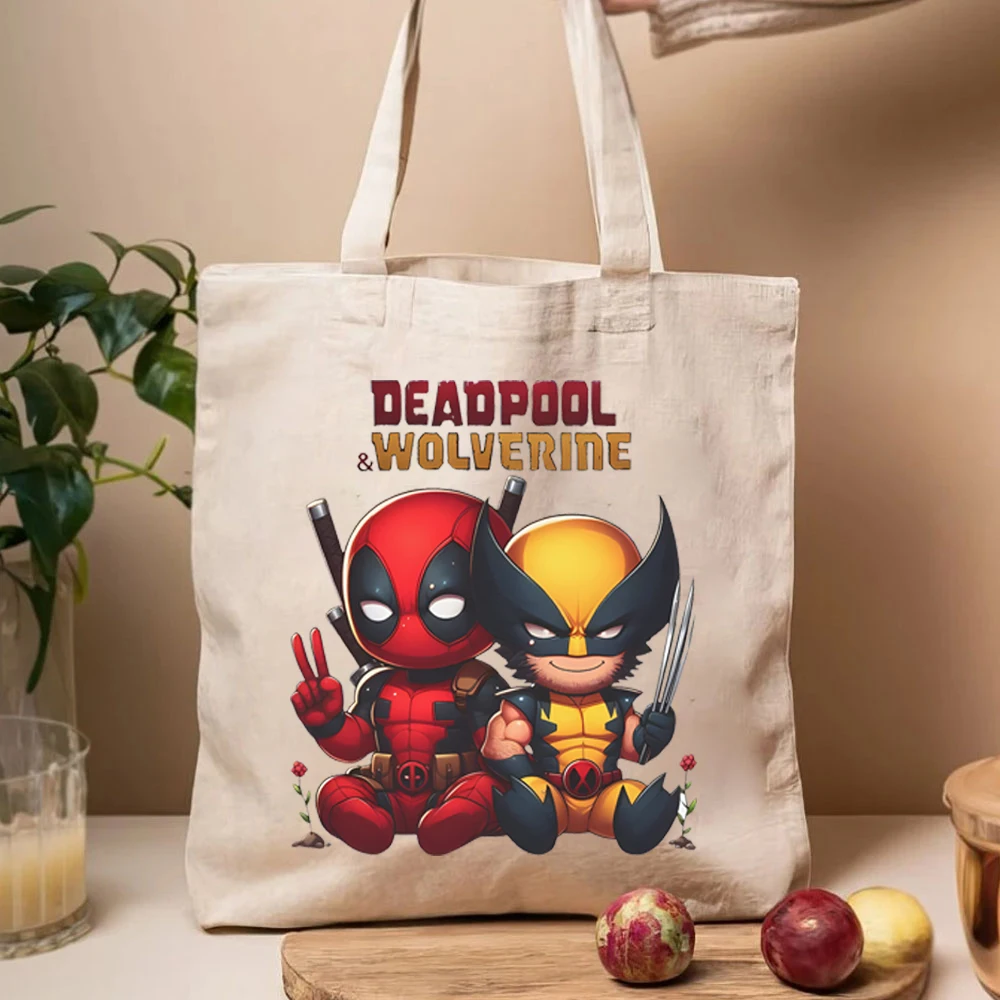 Funny Superhero Tote Bags Dead Gift Pool Ladies Shopping Canvas HandBags Super Cute X Bag Men Wolverine Graphic Women's Handbags