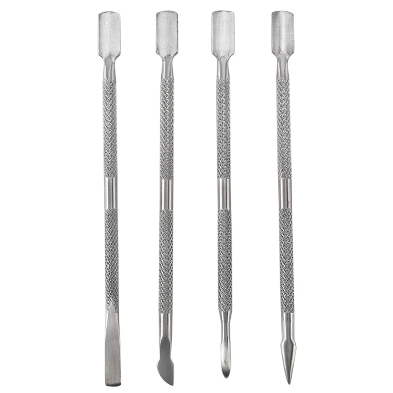 

1 Set 4 Pieces Cuticle Pusher UV Gel Polish Soak Off Remover Tool Nail Art Cuticle Trimmer (4 PCS, Silver)