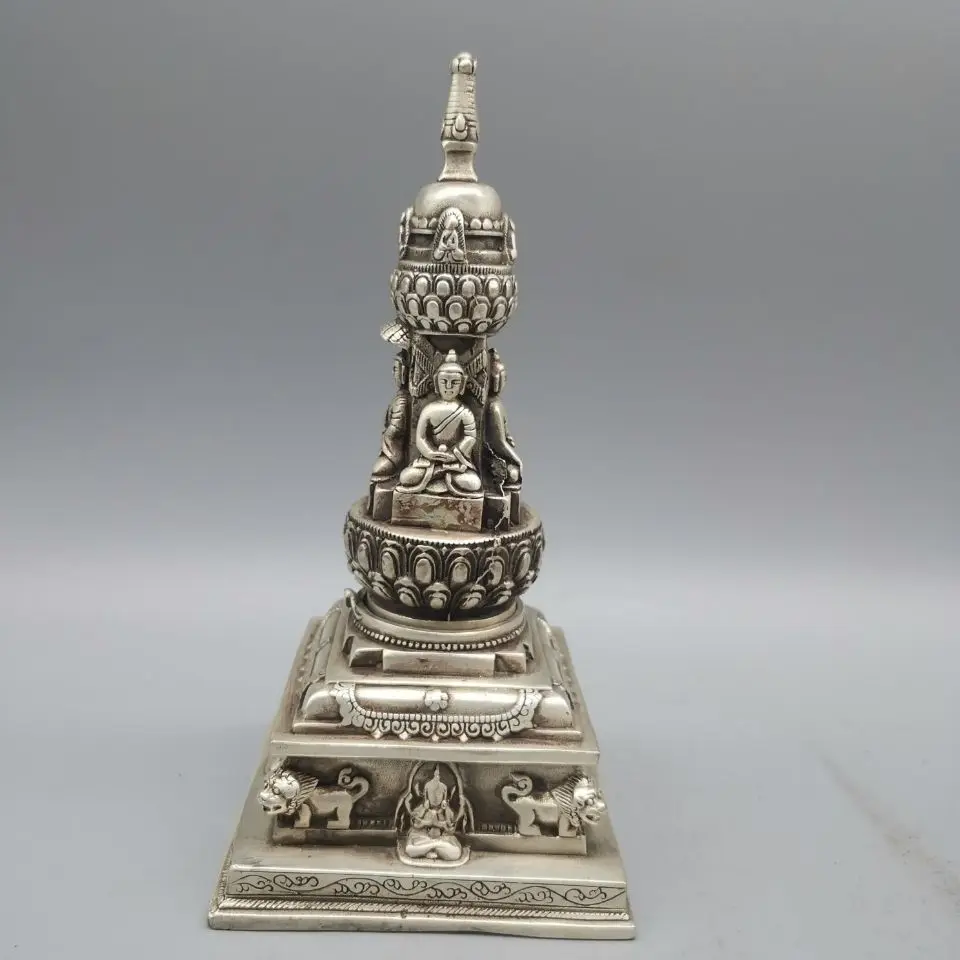 Reproduction of Chinese bronze treasure box stupas, Vajra Sumeru pedestal Buddha relic stupas, decorative art ornaments
