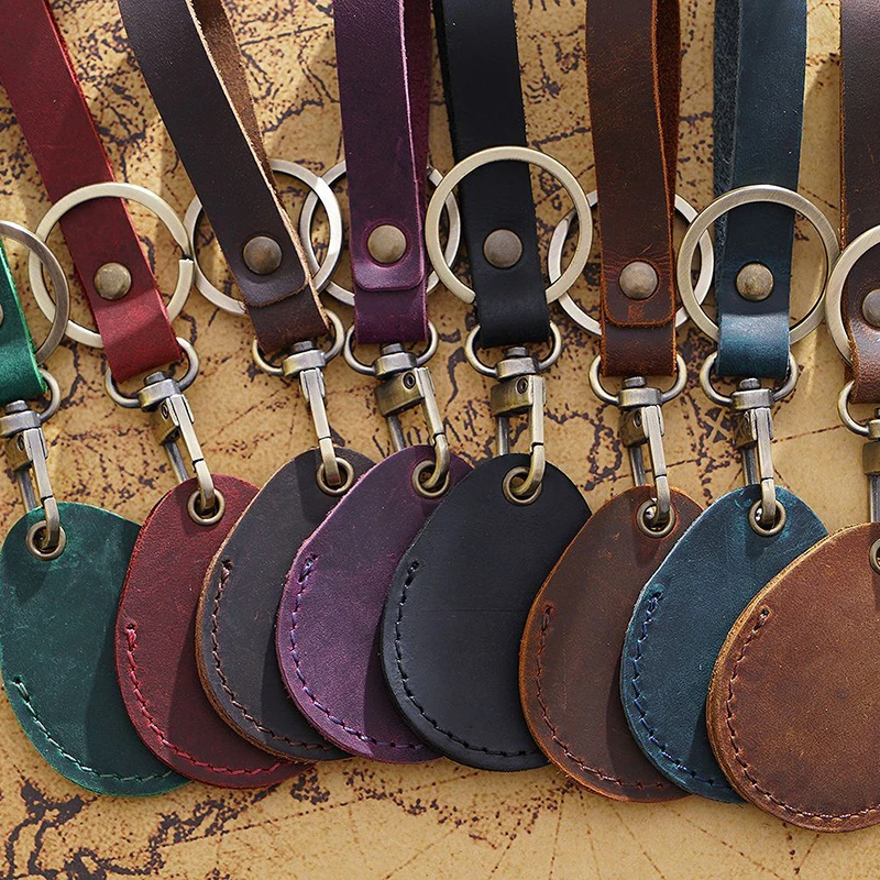 Airtag Case Retro Genuine Leather Airtags Protective Cover Anti-lost Airtag Keychain For Apple Airtag Tracker Device Accessories