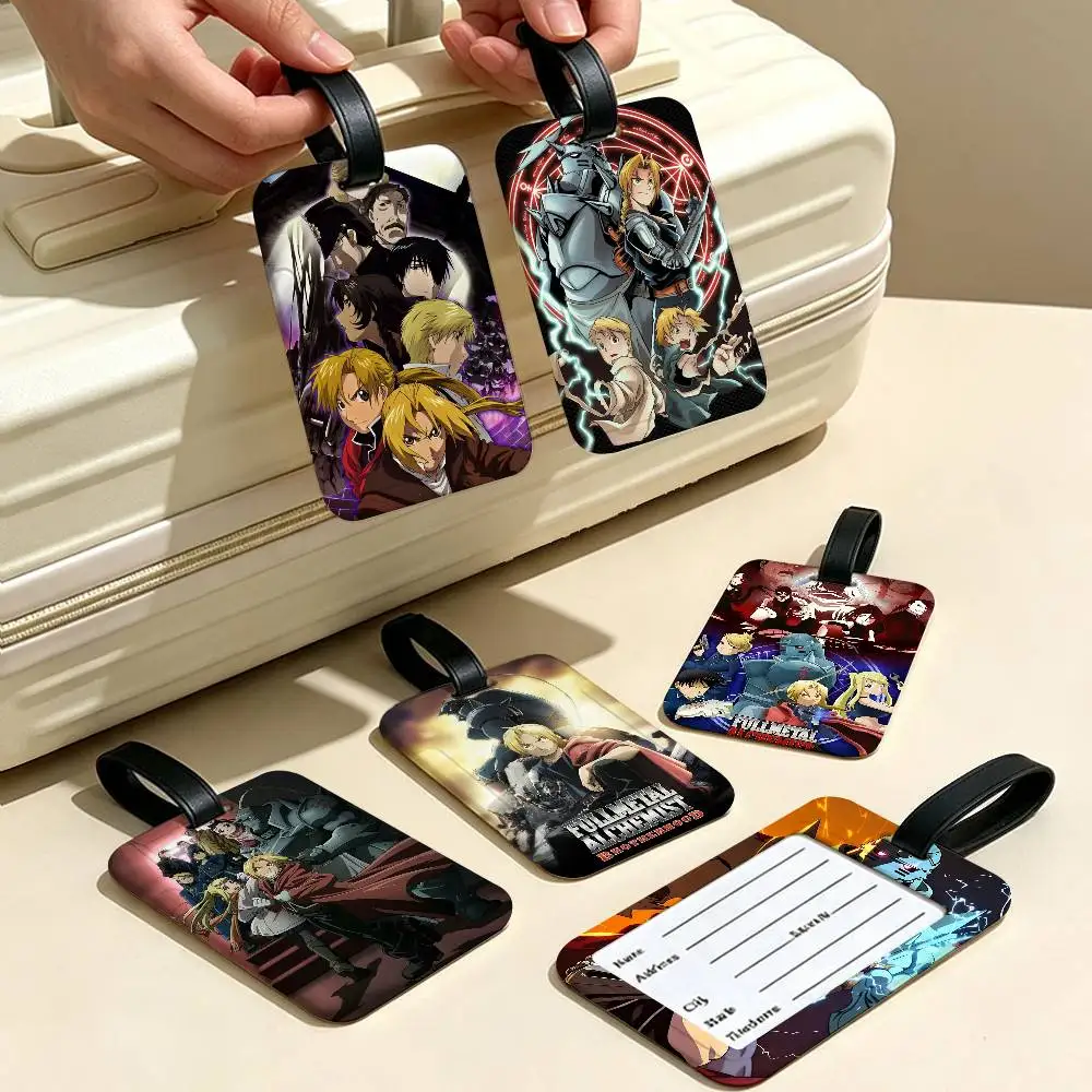 F-Fullmetal Alchemist Anime PVC Anti lost Luggage Identifier Tag Removable Information Card Holder Travel Baggage Tag