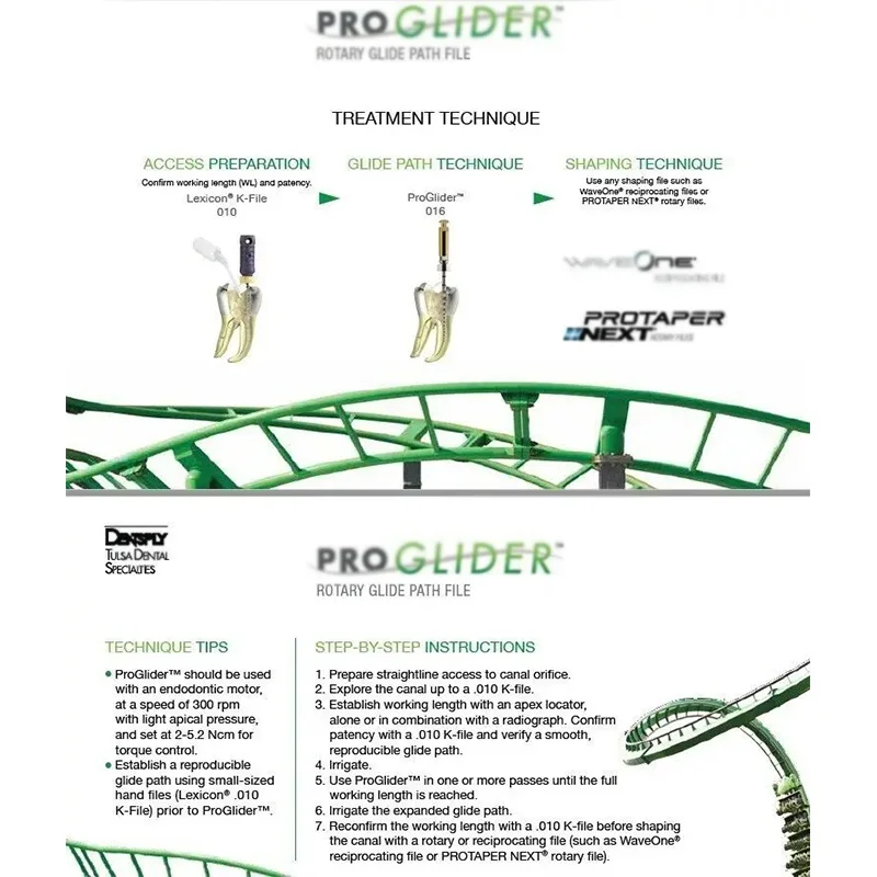 Arquivos Dental Pro Glider Guia, Endo Rotary Files para preparação do canal radicular, uso do motor, 16.02 Niti, 1 Pack