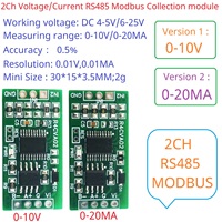 Mini 2CH Modbus RTU RS485 A/D Converter for 4-20mA  0-5V 0-10V Input Signal 4-25VDC R4CVA02
