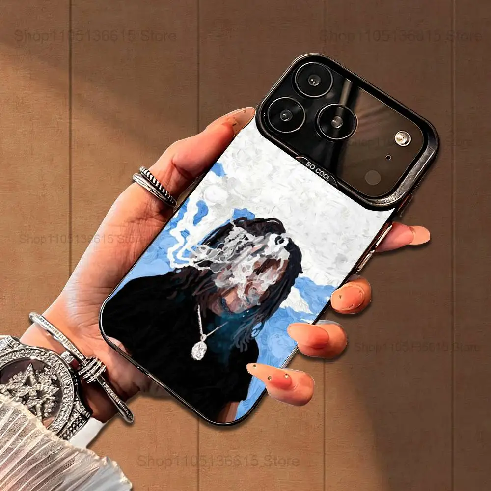 Casing Rapper C-CHIEF K-KEEF Untuk iPhone 16,15,14,17,13,12,11,Mini,Pro,SE,XS,MAX, Penutup Silikon Hitam Matte