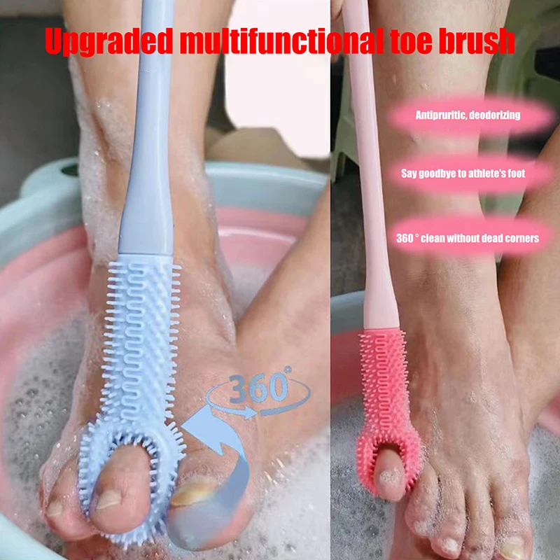 Toe Cleaning Brush Skin Exfoliation Shower Feet Cleaner Scrub Foot Brush With Long Handle Foot Scrubber For Men And Women Senior